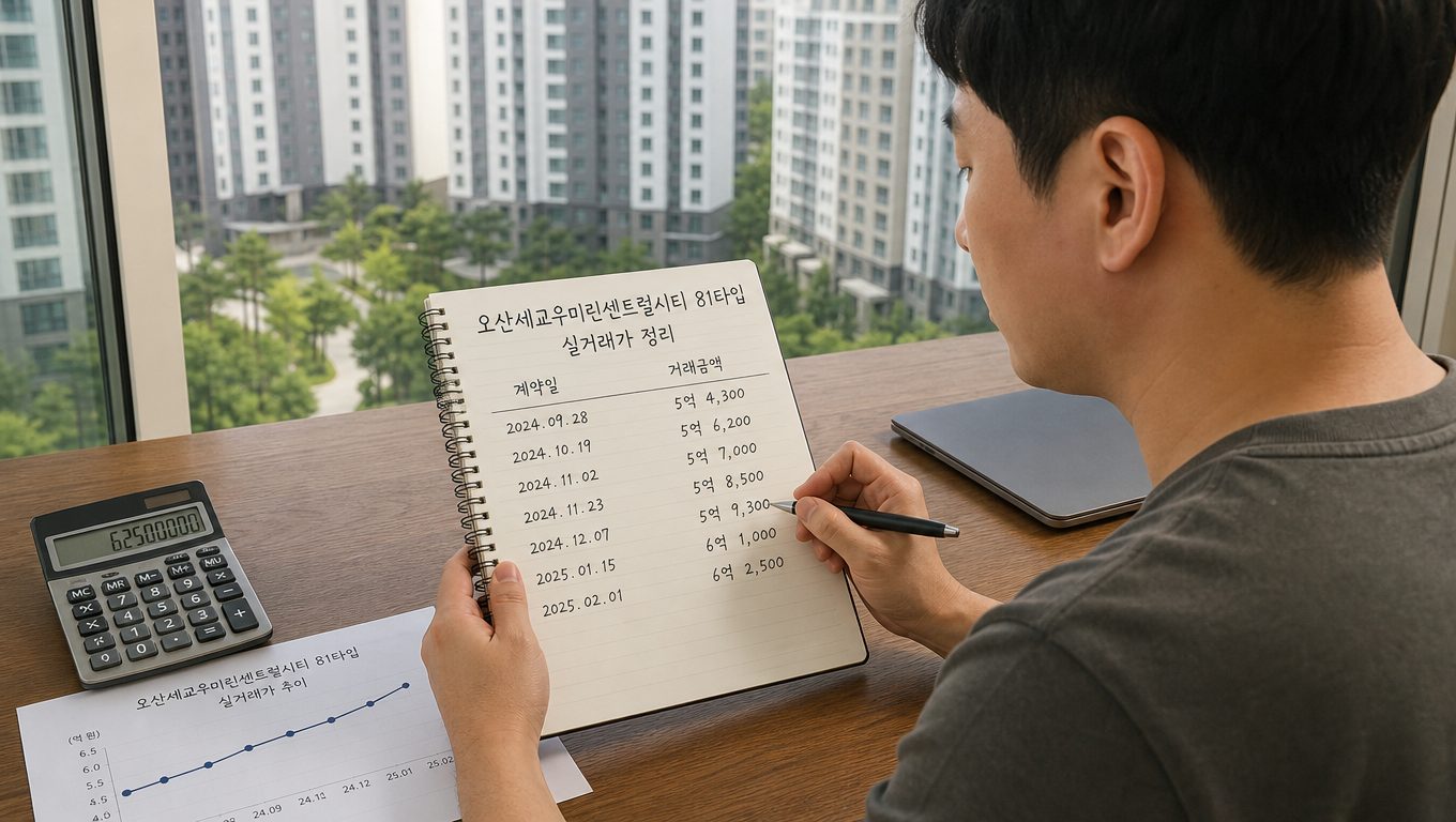 오산세교우미린센트럴시티 실거래가와 생활 환경