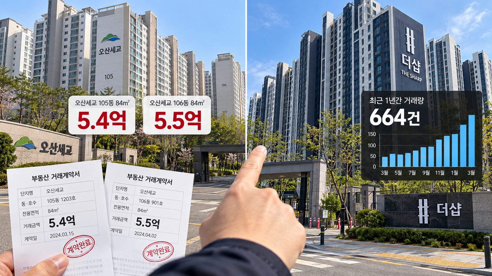 오산세교 아파트 실거래가와 주변 단지 가격 차이